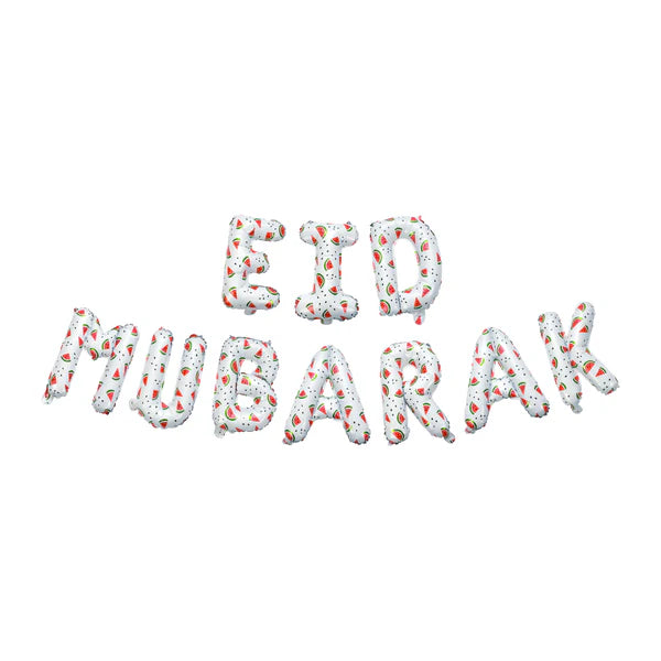 Eid Dekoration | Eid Mubarak Wassermelonen-Folienbuchstaben-Ballons zum Aufhängen in Grün/Weiß 🎈🍉
