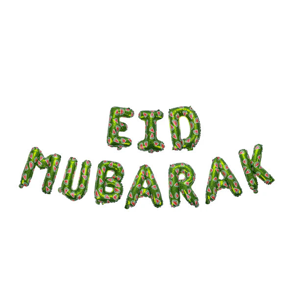 Eid Dekoration | Eid Mubarak Wassermelonen-Folienbuchstaben-Ballons zum Aufhängen in Grün/Weiß 🎈🍉