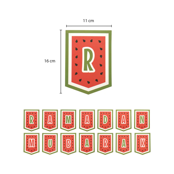 Ramadan Mubarak Girlande – Wassermelonen-Motto-Dekoration – Ramadan Party-Banner