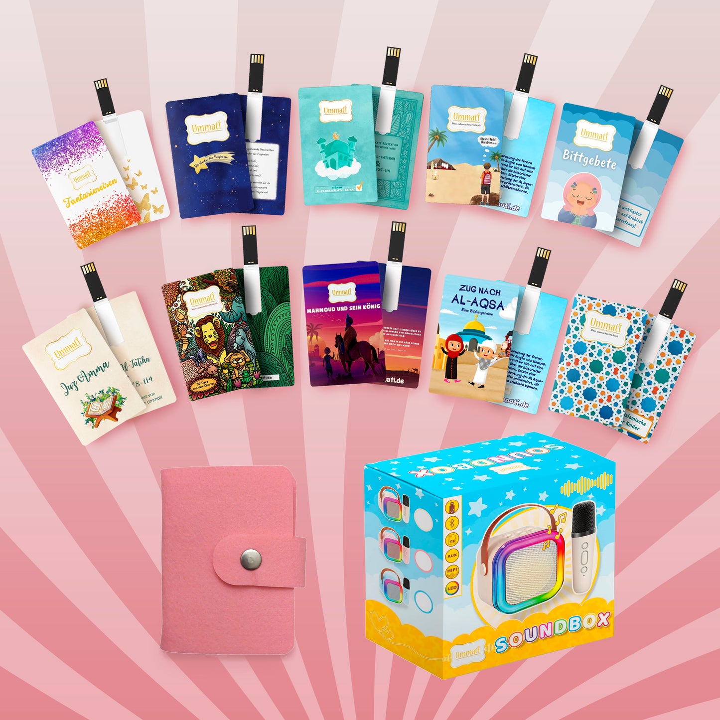 Set "Soundbox + 10 USB-Hörbücher + USB-Täschchen"