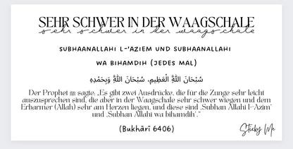 Wandsticker "10 Adhkar" (Arabisch - Deutsch)