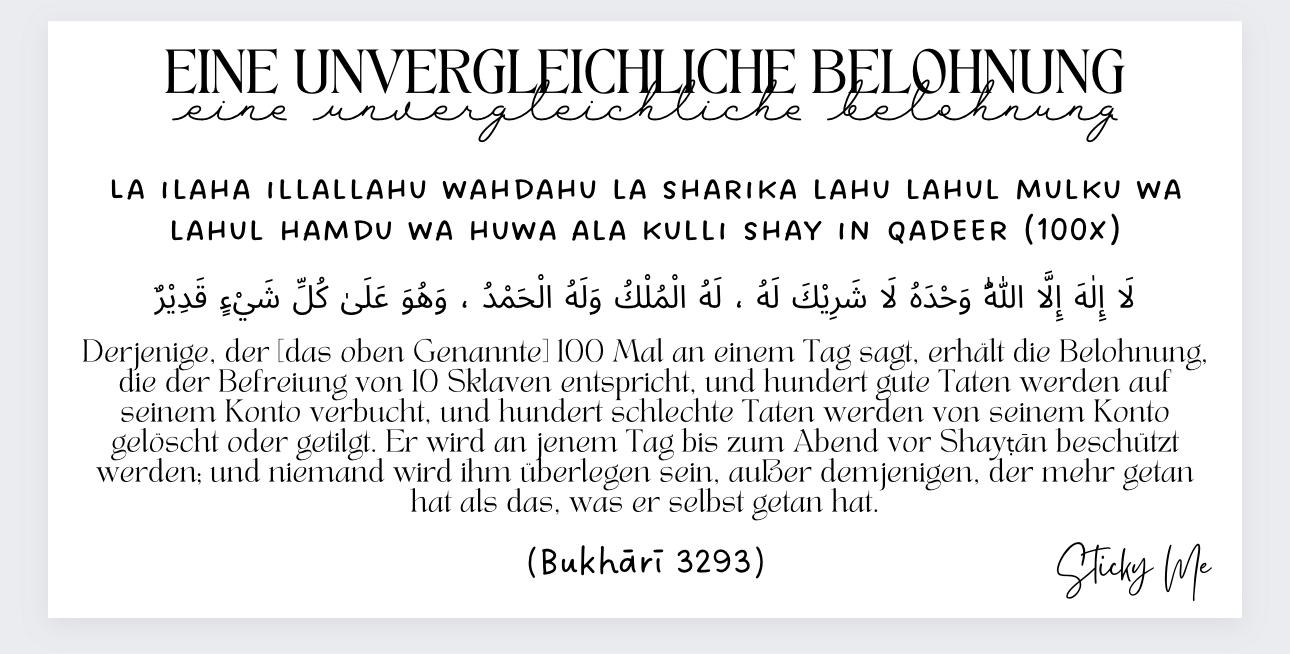 Wandsticker "10 Adhkar" (Arabisch - Deutsch)