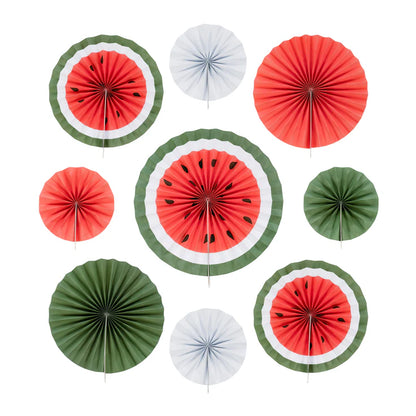 Set aus 9 Wassermelonen-Papierfächern – Hängedekoration für Ramadan & Eid 🍉✨