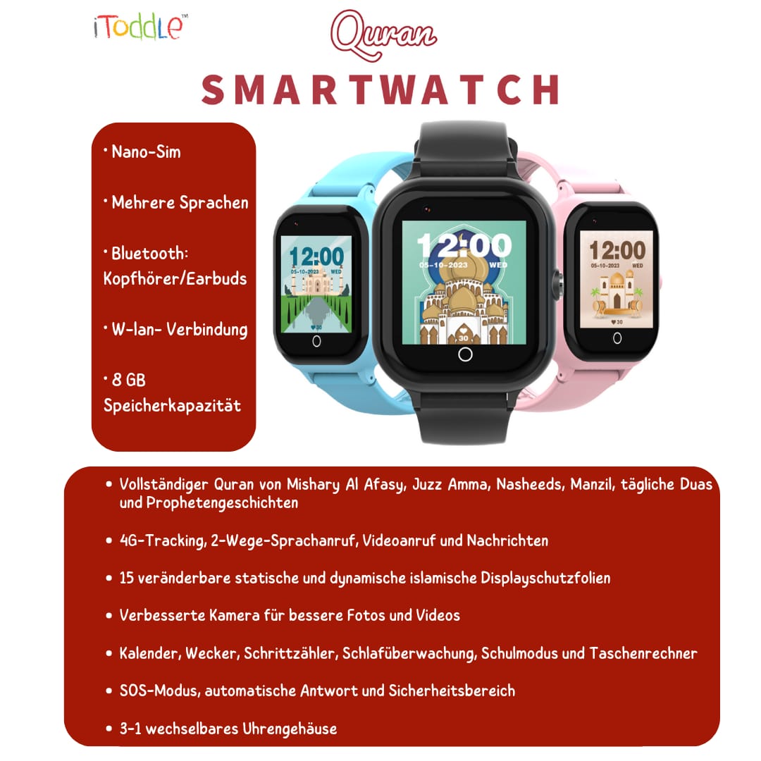 Quran-Smartwatch (mit Nano-SIM/ Telefoniefunktion)