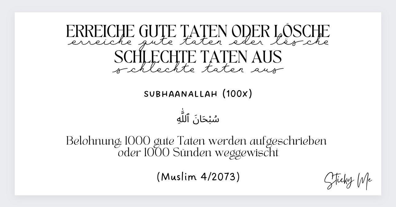 Wandsticker "10 Adhkar" (Arabisch - Deutsch)